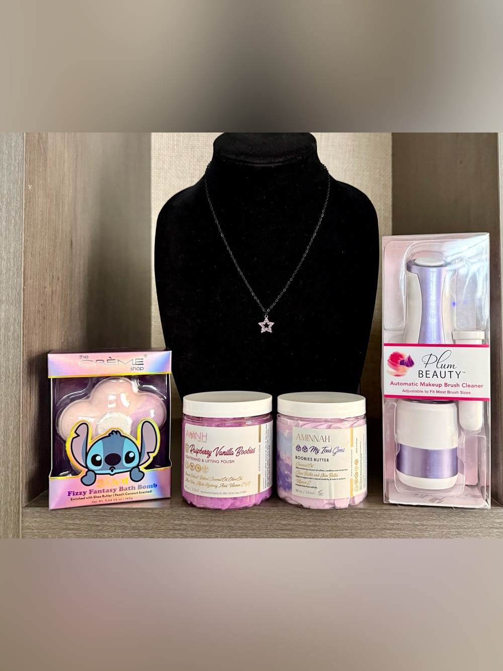 $220 Aminnah Coach Pink Pave Crystal Star Necklace Crème Shop Bundle